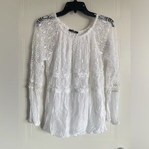 Fairycore Ethereal Blouse Small Sheer Lace Silk Blend | Whimsical